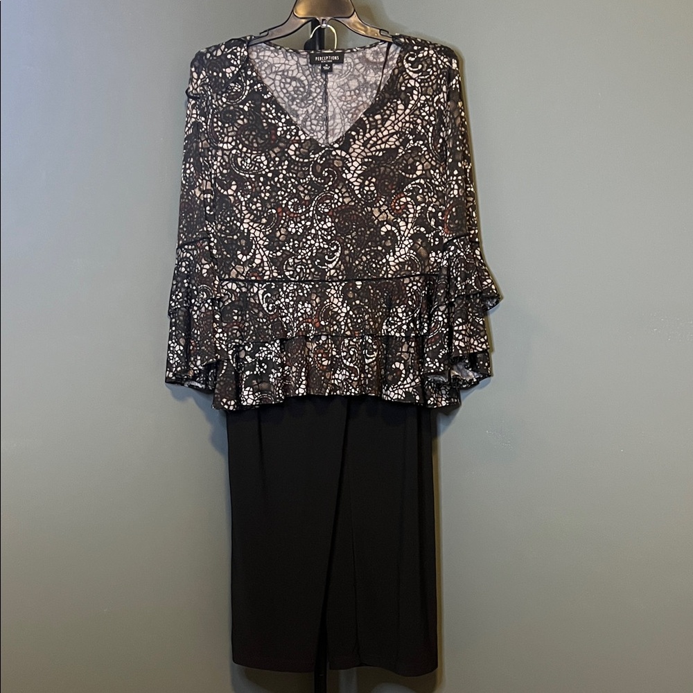 Perceptions Black and White Floral Pantsuit